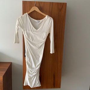 James Perse 3/4 sleeve white ruched dress - size 1